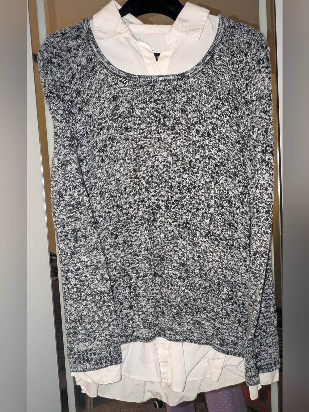 I.N. Studio Black & White Marled Scoop Neck Sweater